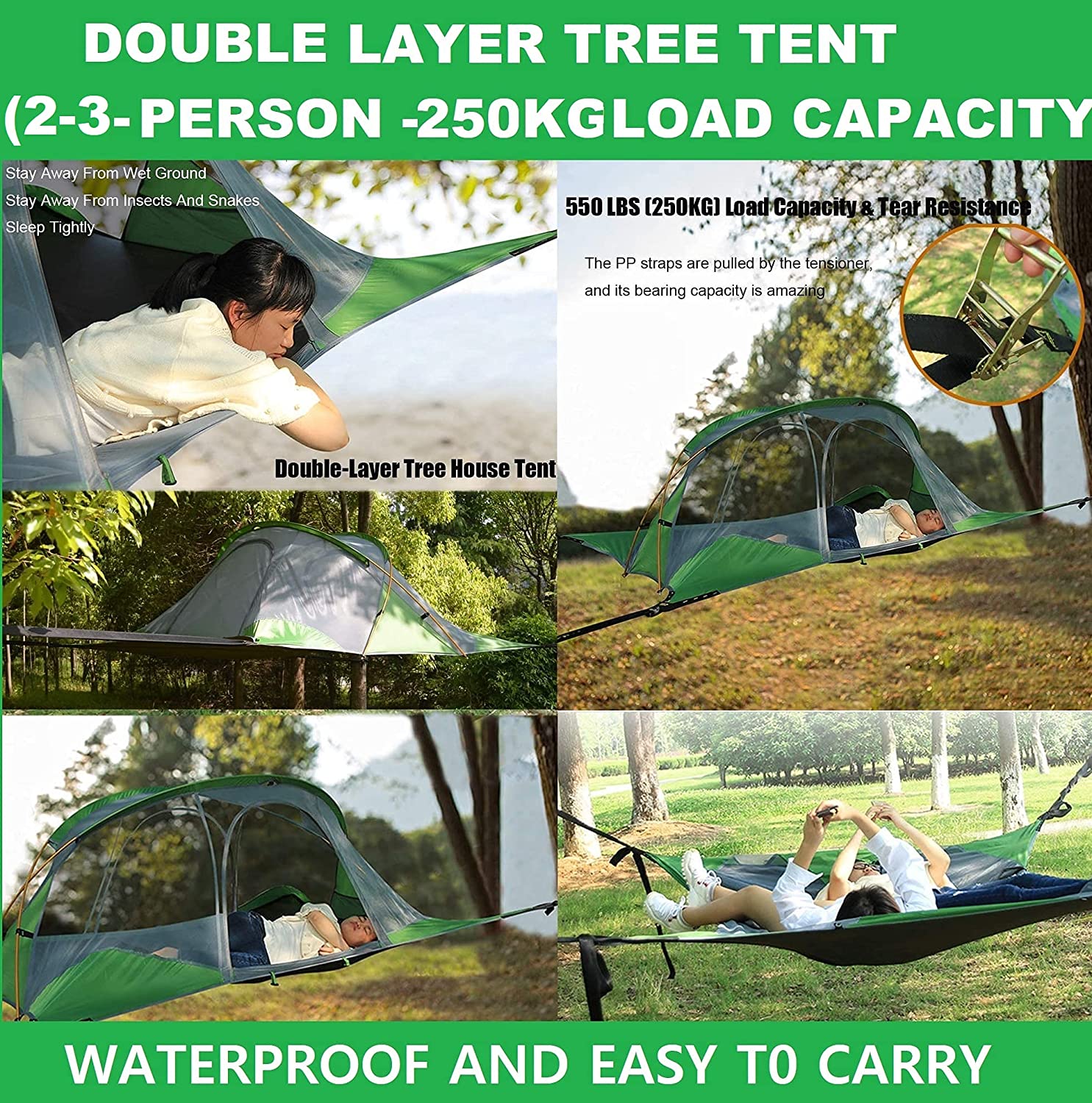 Nasmodo 2-3 Person Hanging Tent for Camping Hammock Swing Bed for Camping with Mosquito Net