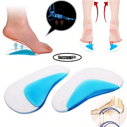 Orthopedic Arch Support Plantar Fasciitis Padded Cushion Foot Wear Silicone Insole for Flat Feet for Men (Blue, 1 Pair)
