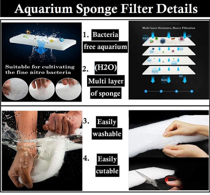 DESPACITO® Biochemical Filter sponge, aquarium filtration  pads of  fish tank(6 pcs)