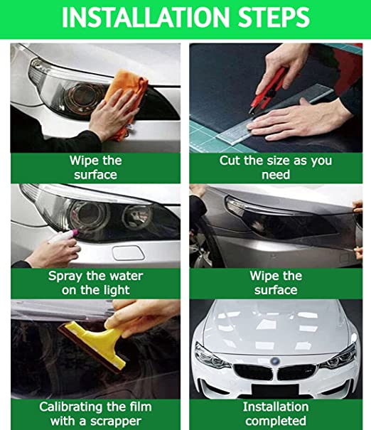 Car Anti-Scratch Sticker, Transparent Tail Light Film self-Adhesive Fog Headlight Tint Vinyl Waterproof Sticker