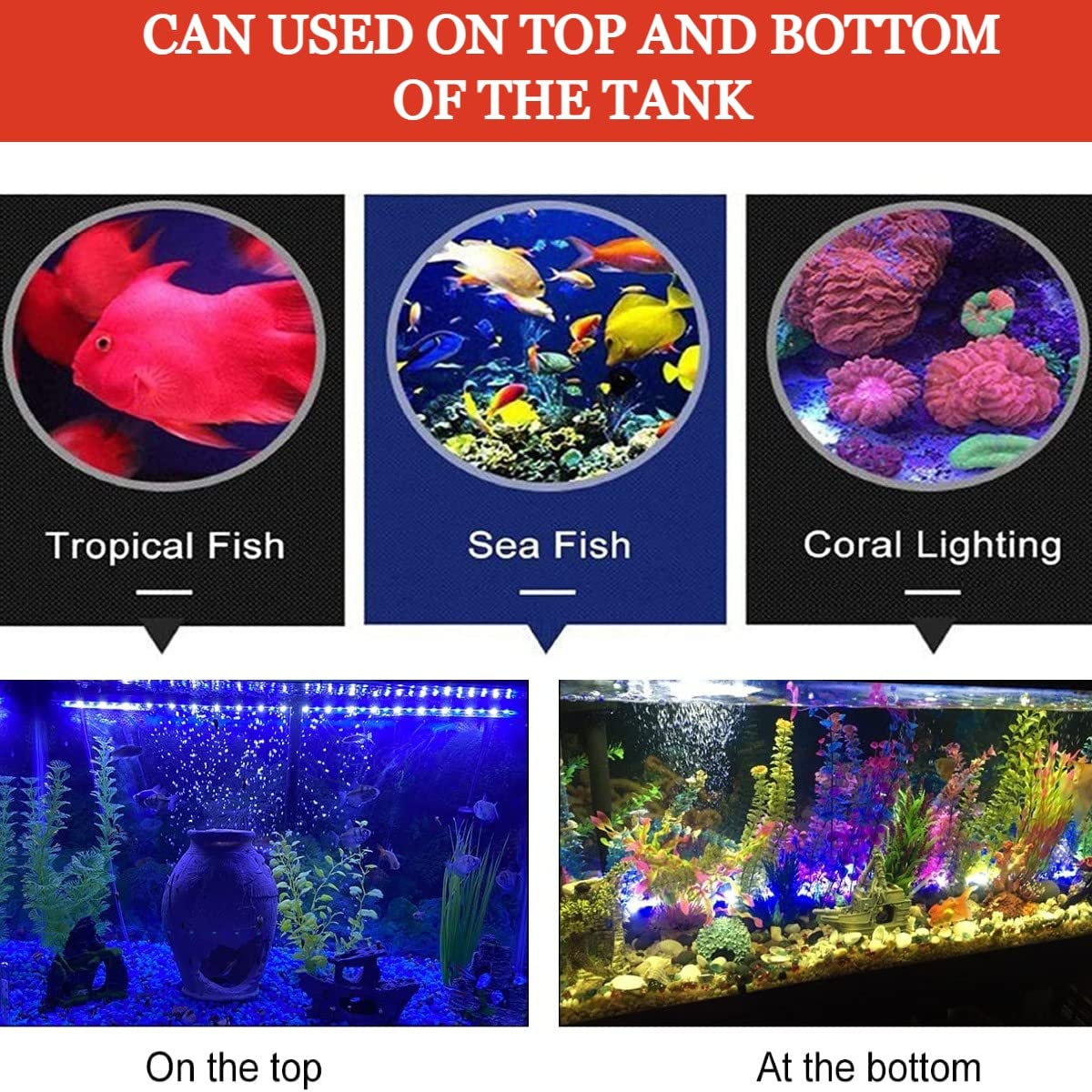 DesPacito Glass Aquarium Led Light for Fish Tank, Submersible Led Light Suitable for Freshwater and Saltwater(White, Led Light 1.5-2 feet)