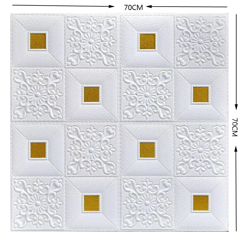 Nasmodo® 3D Ceiling Tiles Panel Vinyl Wallpaper Stickers Waterproof Foam self-Adhesive Wall Stickers for Home, Living Room, Bedroom Wall Panels Tiles Paper for Decoration((70 * 70 cm)