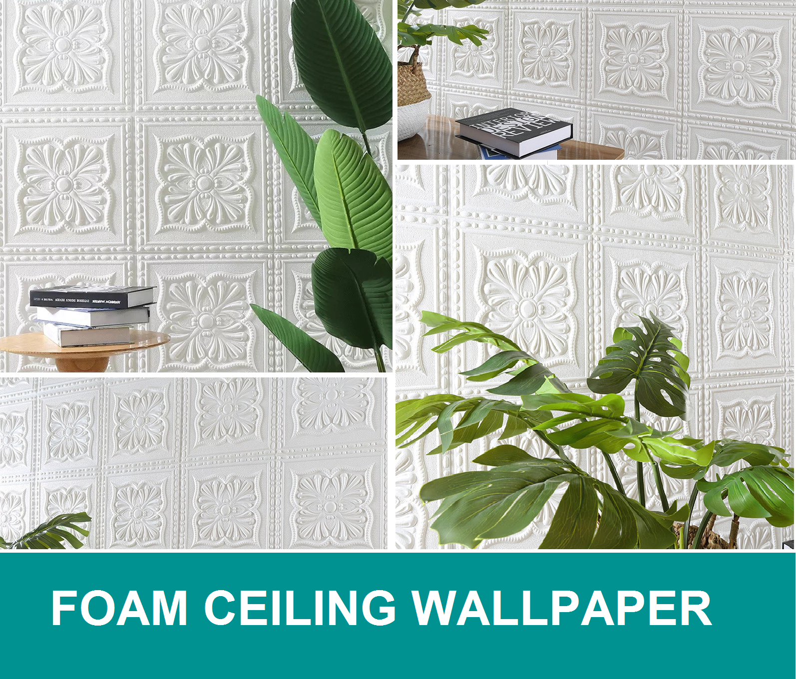 Foam Wall 3D Ceiling Wallpaper Tiles Panel Vinyl Stickers self-Adhesive for Home, Living Room, Bedroom Wall Panels(60*60cm)