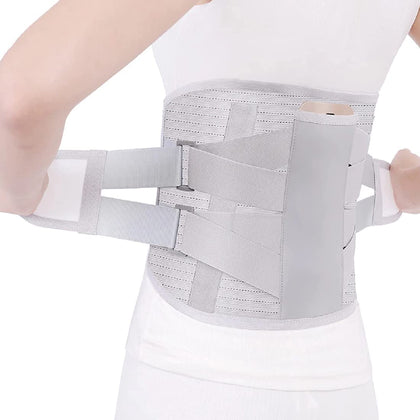 NUCARTURE® Back belt for back pain for men lumbar sciatica belt Waist Support Pain Relief Protection low hip belt for back Double Pull Strap (LARGE, DULL WHITE)