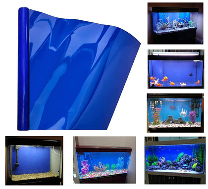 Despacito Aquarium Background Sticker Blue for Fish Tank, self Adhesive Single Side Fish Tank Decorative, Waterproof Aquarium Background (blue/ black)