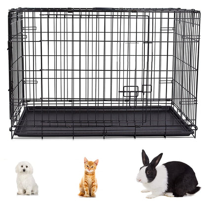 Despacito Foldable Metal Pet Dog Fence Pen with Single Door, for Large Dogs Rabbit with Removable Tray, Dog/Cat Kennels Outdoor and Indoor(24 * 20 * 17