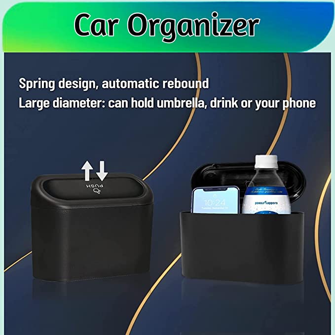 Car Trash Bin Portable Dustbin with Lid Mini Garbage Collector Waterproof Multi Use Trashcan Pressing Type Waste Storage and Organizer
