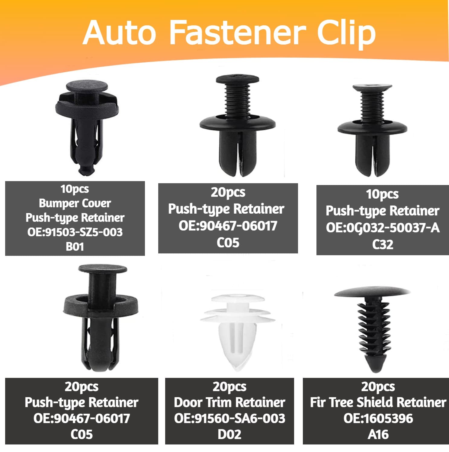 100 pcs 6 Size Car Fastener Bumper Clip,Rivets Auto Retainer Push Fastener Fender Door Clips - Replacement Trim Removal Tool for cars. (100 PCS BUMPER CLIPS)