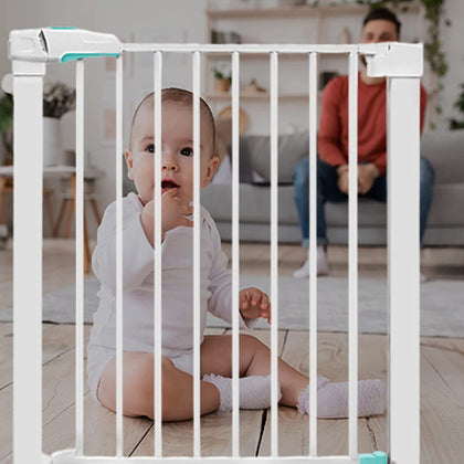 Metreno 75-82cm Adjustable Baby Safety Gate Metal Child Railing Two Way Auto Close Barrier for Stairs,Door,Hallways & Kitchen Dog/Pet Drill Free