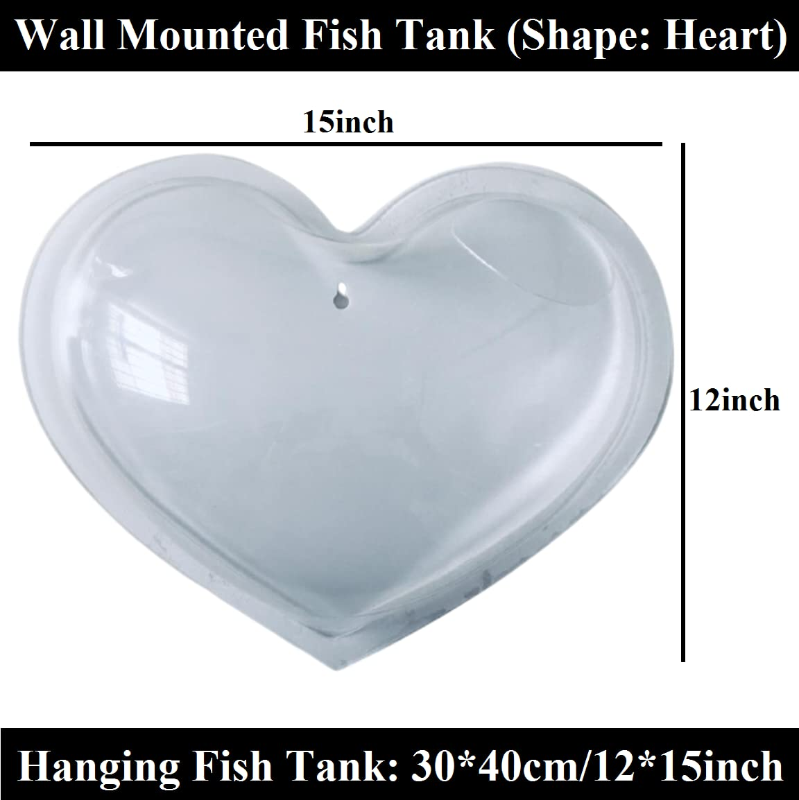 Despacito Wall Mounted Fish Tank for Home, Hanging Fish Tank Aquarium, Aquarium Wall Plant Pot Decoration Planter (Size: 12 x 15inch)(Heart-White)