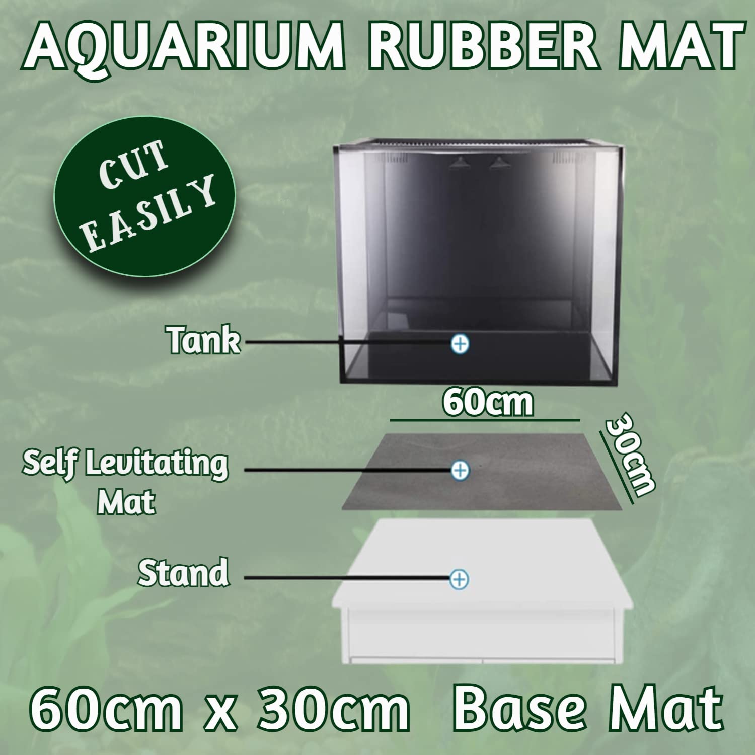 DesPacito Rubber Mat for Aquarium Tank Base Fish Tank Base Sheet, Filters Aquarium Floor Mat Safety Base Protection Mat Rubber Sheet for Fish Tank (Black)