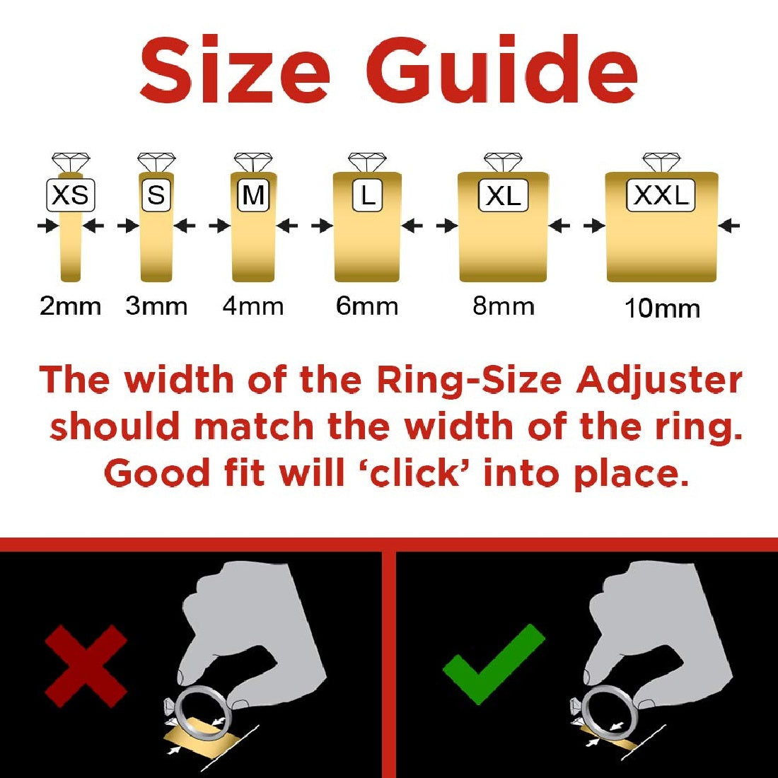 Sozzumi Ring Adjuster for loose rings, Ring Tightener for Women. Invisible Ring (Silicone)